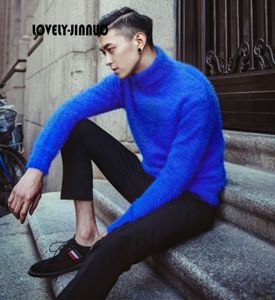 Men's Tracksuits 2023 winter trend Plush mink cashmere turtleneck sweater Mens Korean Metrosexual warm backing JN369 230818