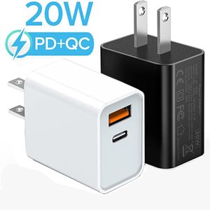 20W PD+QC Charger Block 5V Compatibilidade de largura USB C Bloco de carregamento Good Performance 2.4a para iPhone 15 14 13 12