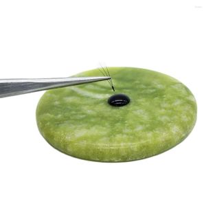 Falska ögonfransar 10st Green Round Jade Stone Eyelash Extension Lim Lime Pallet Stand Holder Fake Eye Lash Makeup Tool