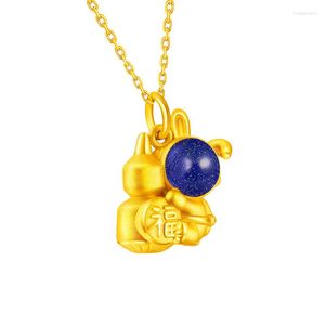 Catene Han Hao S925 Sterling Sterling Collana unica astronauta con tigre e orecchie che salta in cavalcate di zucca e orecchie