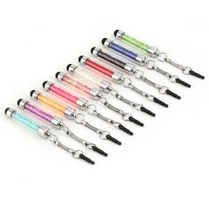 Diamond Crystal Touch Screen Penna capacitiva Stylus con stile di polvere da 3,5 mm per il telefono cellulare mobile tablet