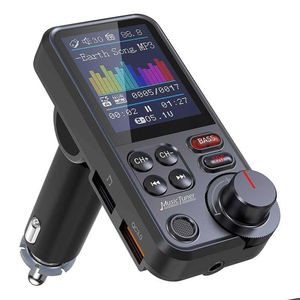 Bluetooth Car Kit 1.8wireless FM Transmitter AuxはQC3.0充電トレブルとベースのサウンド音楽プレーヤー充電器クイックドロップデリブDHPVTをサポートしています