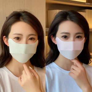 Berets 2023 Sun Mask Eye Protector Summer Women's Silk Gradual Outdoor Ear Hanging Korean Version