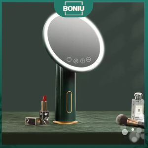Espelhos compactos 3 cor de maquiagem de maquiagem de maquiagem de maquiagem LED LED LIGHT LUZ RECARGELHE STAND LIGHT LUPLET PORTÁVEL COM SPORT TABELA COSMETIC TABELA 230818