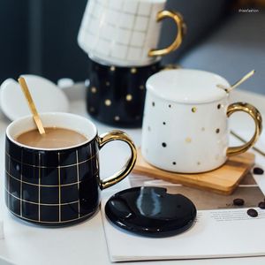 Tassen Luxus geometrische Keramikgitter Punkt einfacher Muster Tasse Kaffee Goldenes Frühstück Milch Drink Wasser kreatives Geschenk Paar