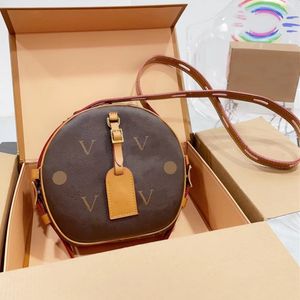 2023 Woman Mini Circle Bags circular designer bag floral shoulder bag luxury tiny purse Print Flowers Letters Leather 2 Size 5A