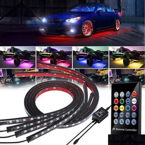 Decorative Lights 4Pcs 12V Ip65 Atmosphere Light App Control Flowing Color Rgb Led Strip Under Car 90 120 150 Tube Underglow Underbo Dhwgj