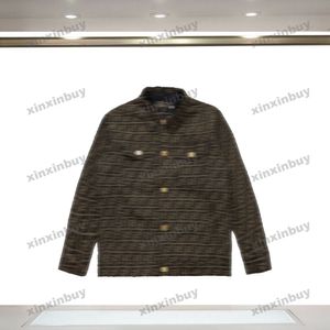 Xinxinbuy 남자 디자이너 코트 재킷 이중 편지 Jacquard Fabric Roma Long Sleeve 여자 회색 검은 녹색 카키 S-4xl