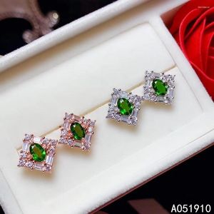 Stud Earrings KJJEAXCMY Boutique Jewelry 925 Sterling Silver Inlaid Natural Diopside Gemstone Female Support Detection Classic