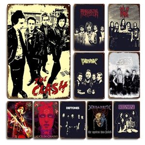 Retro Rock Roll Poster Metal Plak Rock Band Teneke İşareti Vintage Punk Bant Plakası Ev Bar Dekoratif Çıkartmalar Oturma Odası Adam Mağara Komik Duvar Dekor 30x20cm W01