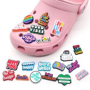 Shoe Parts Accessories Inspirational English Phrases Charms Colorf Fashion Clog Jibz Buckle Decoration For Kids Party Gifts Decorati Othax