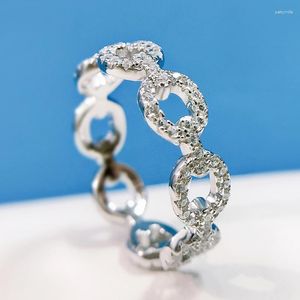 Küme halkaları Springlady varış içi boş yüzük 925 STERLING Gümüş Küba Düğün Nişan Kadın Anillos Güzel Takı