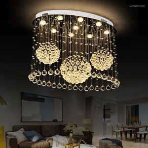 シャンデリア楕円形の天井シャンデリアリビングルームキッチンのための豪華なクリスタルライトモダンなリードクリエイティブデザインランプインテリア照明