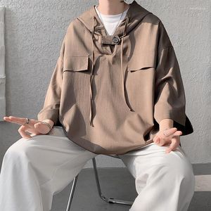 Herren Hoodies Punch Kurzärmelig-Pullover Sommer-Eis dünne Kapuze-T-Shirt-Arbeitskleidung sieben Viertelhülle