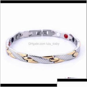 Kette angekommen 4 Farbheilung Magnetisches Armband Kraftstherapie Magnete Armbänder Armreifen für Frauen Männer Schmuck Großhandel RLRU1 LINK DRO DHHZJ