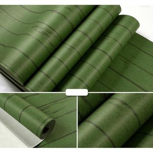 Обои американские винтажные 3D зеленые обои ТВ фоновые ретро -деревянные полосы узор на стенах бумага спальня, покрывающая 10 -метровая QZ111