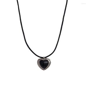 Anhänger Halsketten e0be trendy schwarze Seil Halskette Langkette Liebe Herz Choker Verstellbar