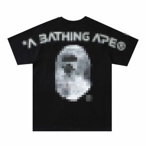 Kąpiel Małpa Koszula Księżyc na powierzchni litera krótkiego rękawu Męska luźna koszulka na okrągłą szyję T-shirt