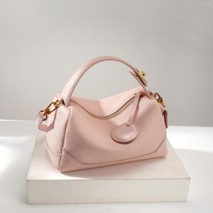 Abendtaschen 2023 Echte Leder Frauen Bostoner Tasche Frauen kleine Schulter Luxusdesigner Kissen Handtaschen vielseitiger Messenger Pink