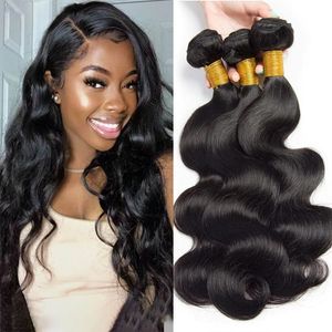 30 Inch Body Wave Bundles 12A Brazilian Human Hair Weave Bundles 1/3/4 PCS Remy Hair Extensions for Women Natural Black 100g/PCS