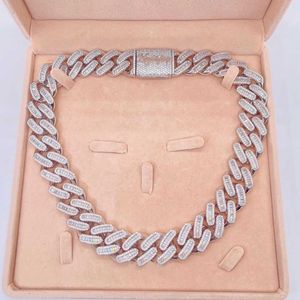 Halsband Moissanite Chain Sterling Silver 925 White Gold Miami Cuban Link Iced Out Lab Diamond Moissanite Chain