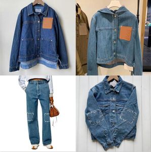 Neue Jeansjacke, hochwertige Loe-Designerjacke für Herren und Damen, lockerer Jeansmantel, Trend-Denims, Kleidung, Strickjacke, Overalls, hohe Taille, bestickte Jeans, Übergröße