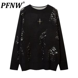 Erkeklerin Trailsits PFNW Sonbahar Koyu Giyim Gevşek Kükredilmiş Külot Günlük Sokak Deliği Sıkıntılı Amerikan Vintage Trend Y2K Sweater 28A3651 230818