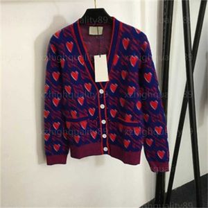 Knitted Sweater Women Knit Sweaters Womens Cardigan Jacket Letter Rhombic Heart Pattern V-Neck Long Sleeve Wool Knits Coat Knitwear Designer Cardigan