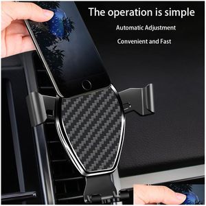 Car Holder Mobile Air Outlet Phone Clip Design Carbon Fiber Surface Suitable For Most Sizes Compatible With All Apple Android Smartp Dhbcj