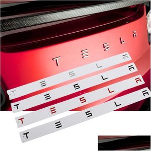 Outros acessórios externos 4 cores para tesla 3 y s x carro traseiro de tronco de reposição de substituição adesivo Substitua o emblema do alfabeto inglês sti dhyvw