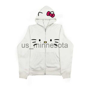 Мужские толстовок толстовок Harajuku Kaii Fashion Retro Print Y2K Zip Up Hoodie Женщины хип -хоп негабаритная толстовка Goth Hoodie Casual Tops Men J230818