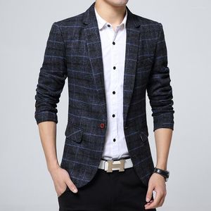 Mäns kostymer 6243-Spring och Autumn Linen Suit Coat Spol Solid Color Casual Collar Trend