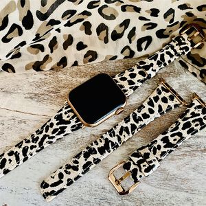 För Apple Watch Strap Small Midje Leopard Print Real Leather Ultra Strap Apple Iwatch 1 ~ 8se Strap38/40/41mm/42/44/45mm Watch Strap Band