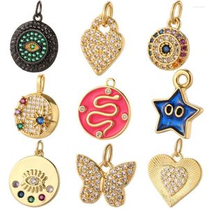 Charms Evil Blue Eye Enamel Heart For Jewelry Making Supplies Gold Color Boho Star Snake Diy Bracelet Necklace Resin