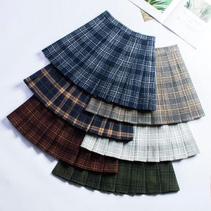 Skirts Sanishroly Spring Women Woolen High Waist Plaid Skirt Japanese Student A-Line Pleated Mini Saia Plus Size 3XL SE418