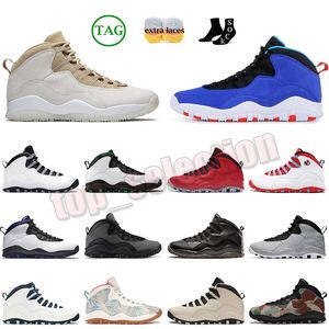 Og Jumpman 10 Scarpe da basket 10S Sports sportivo per uomo per uomo 10 ° anniversario Solle a vela Fly Tinker Racer Blue Steel Bulls su Broadway Platform Sneakers Trainer