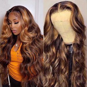 Destaque peruca de cabelo humano ombre renda frontal peruca brasileira perucas para mulheres negras 32 polegadas mel loira onda de onda de renda frontal peruca