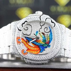 Yüksek kaliteli moissanite lüks hip hop mekanik izleme beyaz vvs moissanite elmas watch lüks mekanik wawas8wg17