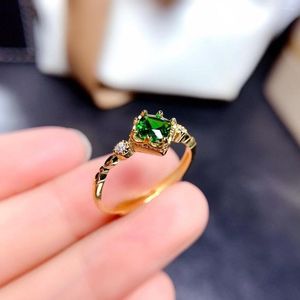 Cluster Rings Douyin Live Imitation Natural Diopside Ring 18k Gold Plated Small Fresh Open Female