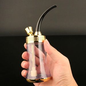 Latest Metal Plastic Water Pipe Bongs Hookahs Smoking Filter Cigarette Tobacco Pipes Accessories Two Functions 3 Colors Gift Box