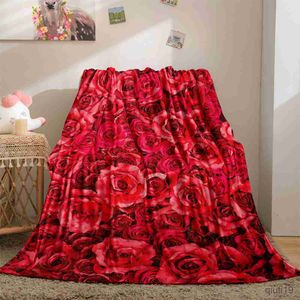 Blankets Rose Flower Print Blanket Throw Blankets Super Soft Family Car Sofa Blanket on The Bed Throws Summer Office Size Quilt R230819