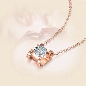 Chains Labb Real 18K Gold Necklace Natural Diamond Bull Head Pendant Pure AU750 Chain For Women Fine Jewelry GiftP139