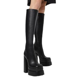 Boots piattaforma in passerella in passerella europea e americana Ultrahigh Keel Knee High Waterproof Fashion Women's 230818