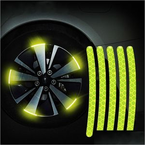 Other Exterior Accessories 20Pcs Car Wheel Hub Tire Rim Reflective Strips Luminous Sticker For Night Driving Car-Styling Drop Delive Dhwci