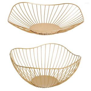 Dinnerware Sets 2 Pcs Iron Fruit Basket Hollow Kitchen Storage Container Electric Wire