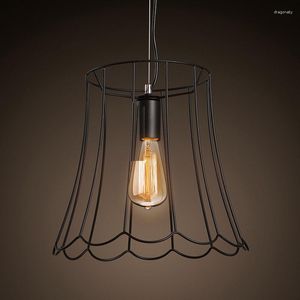 Lampy wiszące retro antyczne vintage amerykański kraj kutego żelaza edison LED LED Warehouse jadalnia Dekorowanie domu Oświetlenie