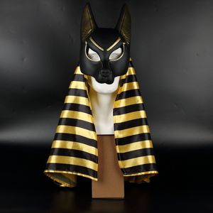 Egyptian Anubis Face Mask PVC Wolf Head helmet Costume Party prop Halloween Fancy Dress Ball toy mascot