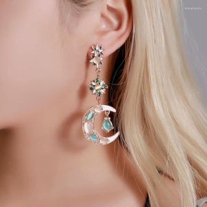 Dangle Earrings 1Pair Long Women Girls Fashion Jewellry Moon Drop Alloy Material Asymmetric Party Jewelry