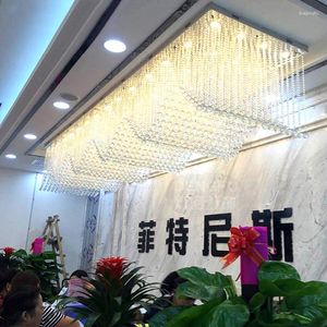 Ceiling Lights Customized Large Rectangular El Engineering Crystal Light Shopping Mall Sale Department Lobby Pendant Lamp Chandelier