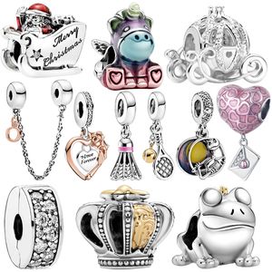 S925 Sterling Silver Ultima auto Tennis Rose Santa Claus Badminton Ball Ciondo